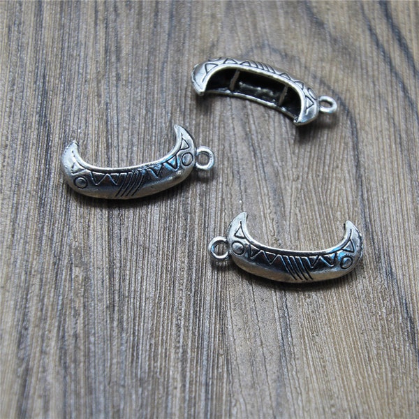 7pcs Canoe Charms Antique Tibetan silver Canoe Charms pendants DIY Supplies 25x12mm