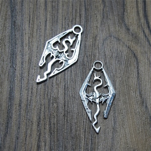 8pcs Skyrim Elder Scrolls Charms silver tone Skyrim Elder Scrolls Charms pendants 24mmx49mm