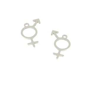 5Pieces/lot Bigender Charm LGBTQ Stainless Steel Pendant for Diy Necklace Jewelry Making 25*14mm