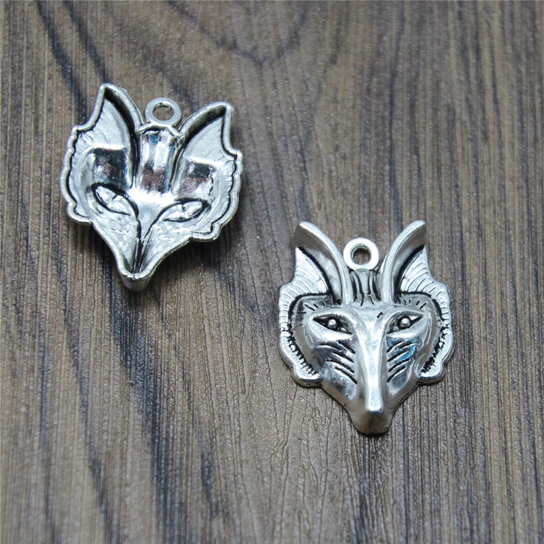 6pcs Wolf Charms bronze tonesilver tone Thick Wolf Head Charms Pendant 31x24mm