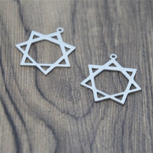 5pcs/lot Heptagram Symbol Symbol Pendant Stainless Steel Sign Seal of God Charm pendant 25mm