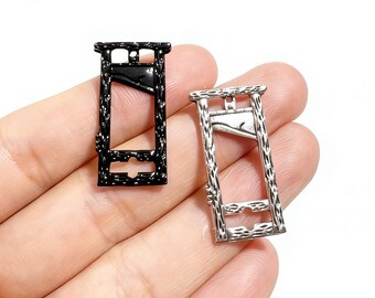 Gotiskt giljotinhänge, mörk metallberlock, smyckestillbehör (17 x 30 mm)