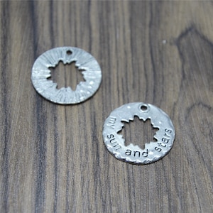 6pcs Sun Charms Silver Tone my sun and stars charms pendants 29mm