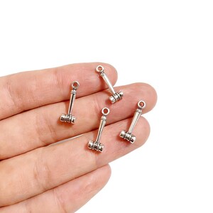 50 Tiny Judge's Hammer Charms: Silver Tone Pendants (18x7x4mm) image 3