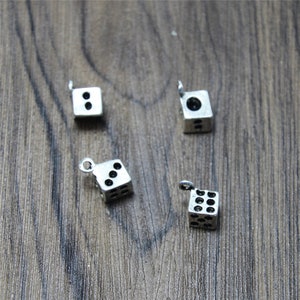 12pcs Dice Charms Antique Tibetan silver Dice Charms pendants 13x6mm