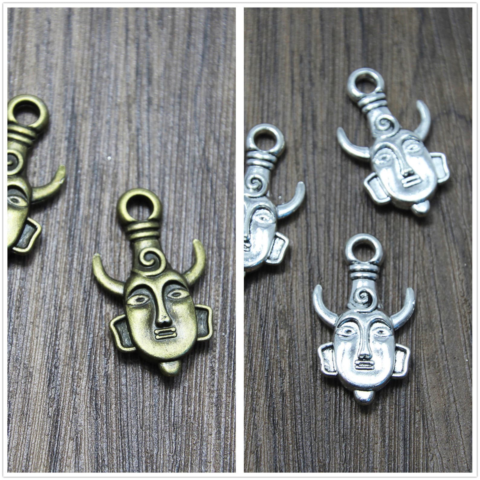 5pcs Silver Bronze Heavy Mysterious Horn Man Mask Supernatural Etsy