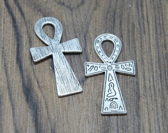 10pcs Ankh Cross Charms ton argent voyageur Heiroglyphics charme pendentif 19x19mm