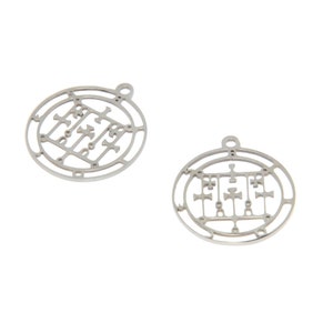 5 Alloces Symbol Charms: Stainless Steel Goetia Seal Pendants (25mm)