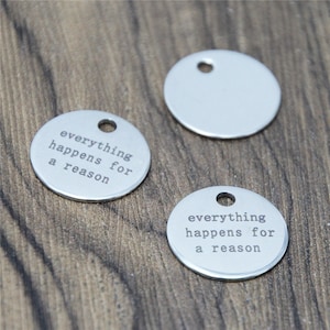 10pcs everything happens for a reason charm silver tone message charm pendant 20mm
