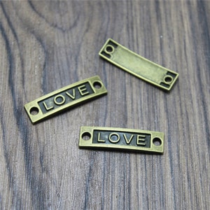15pcs LOVE charms Antique bronze tone love charms pendant love Connector 36x10mm
