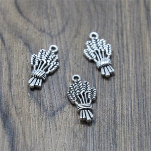 15pcs/lot Wheat Charms Silver tone grain food charm pendant 24x12mm