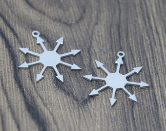 Chaos Star 8 flèches pointues Amulette Charme Médaillon Étain Collier Pendentif Chaos Star 8 flèches pointues Amulette Charme Médaillon Étain Collier Pendentif