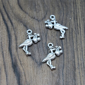 20pcs crane Charms silver tone crane charm pendant 24X17mm