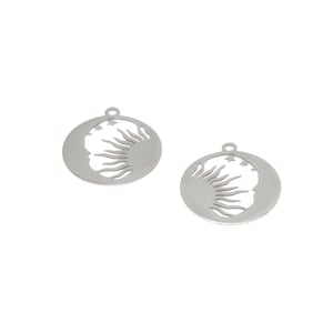 5pcs/lot Sun Moon Stars charm Celestial Sun Crescent Moon Stars Stainless steel Charm pendant 25mm