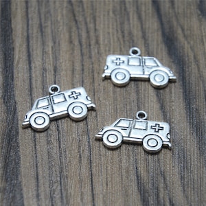 15piece/lot Ambulance Charms silver tone Ambulance EMT hospital Charm Pendants 22x13mm