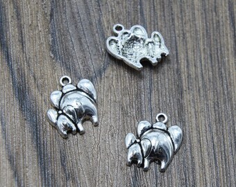 15pcs mother and baby charms silver tone elephant charm pendants 17x16mm