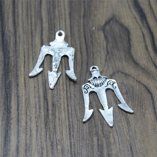 6pcs Trident Charms  Silver Tone Trident charms pendants 42x29mm