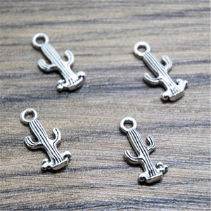 30pcs cactus Charms silver tone cactus charm pendants 20x9mm