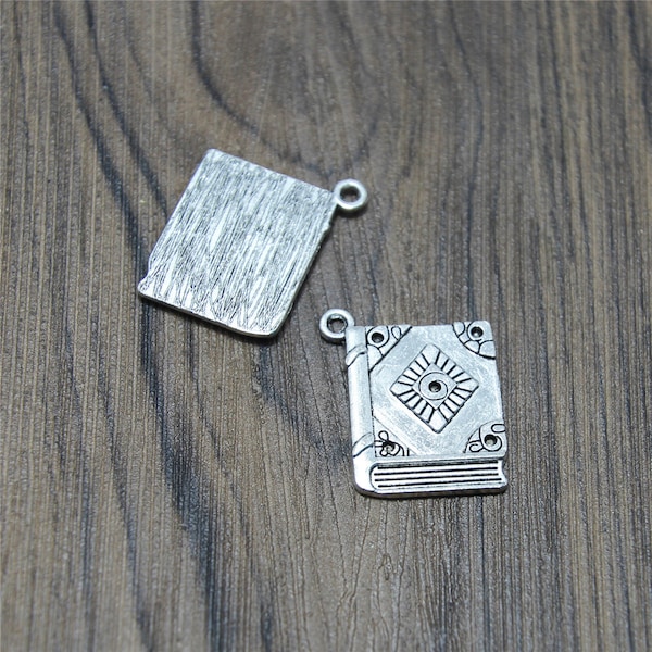 8pcs BOOK Charms Silver tone vintage Charms pendant 22x26mm