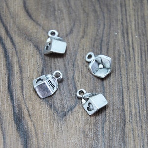 20 stuks melkdoos bedels zilverkleurige skelet melk bedelhanger 15 x 10 mm