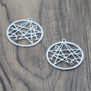 5pcs/lot Necronomicon Pendant Evil Symbol Stainless Steel Jewelry HP Emblem Amulet Talisman Charm pendant 25mm