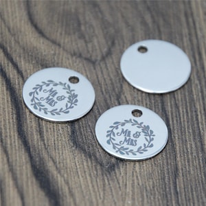 10 stks/partij bedel bruid en bruidegom Mr en Mrs roestvrijstalen berichtbedelhanger 20 mm