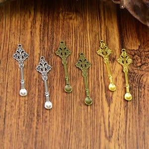 10 ciondoli a forma di cucchiaio in argento antico: creazione di gioielli fai da te (60 x 15 mm)