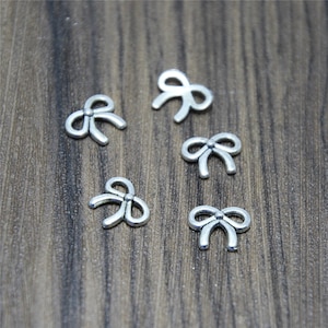 50pcs  Bow Charms silver tone Butterfly Knot Bow charm pendant 10x8mm