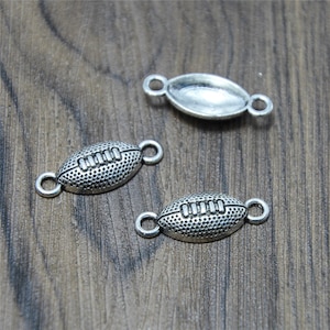 25pcs rugby Charms Antiqued Silver Tone rugby connector charm pendants 25x10mm