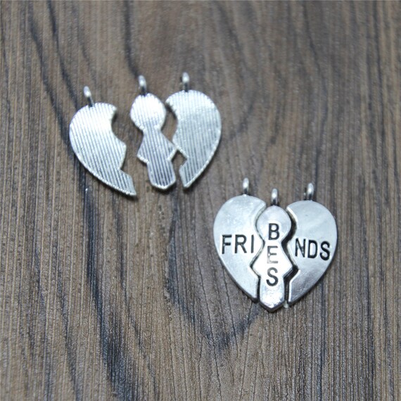 60Pcs Tibetan Silver Tone Round Flower Heart Charms Connectors 13x18mm