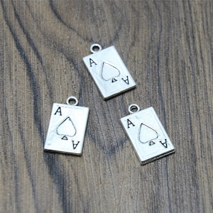 10pcs Ace of spaces Charms silver tone Ace of spaces pocker charm pendant 12x20mm