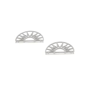 5pcs Stainless Steel Sun Charm Pendants: Semi Circle (29x17mm)