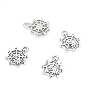 30pcs spider web Charms silver tone small spider on spider&#39;s web charm pendant 18x13mm