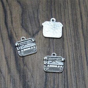 10pcs Typewriter Charms Typewriter Pendants Antiqued Silver Tone 13x12mm