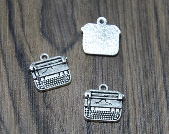 10pcs Macchina da scrivere Charms Macchina da scrivere Ciondoli antiquariato argento 13x12mm