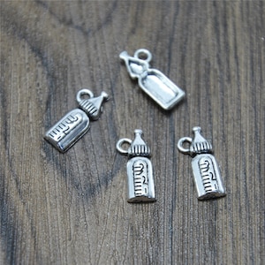 35 Stück Milchflasche Charms silberfarbene Baby Milchflasche Charm Anhänger 17 x 7 mm