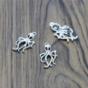 10pcs Octopus Charms  Silver Tone Octopus pendants chams 17x31mm