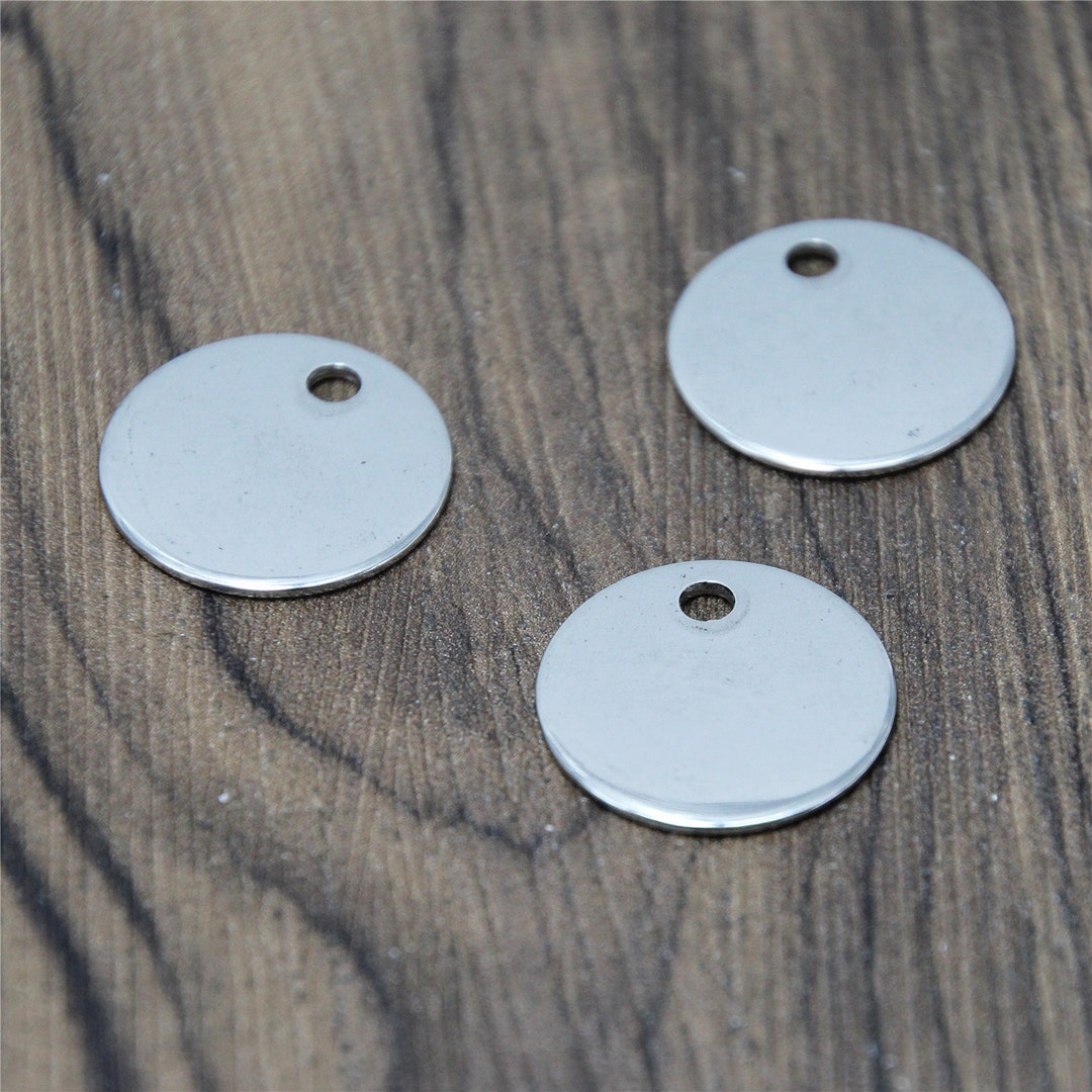 10pcs Blank Round Disc Charm Stainless Steel Charm Pendant Etsy