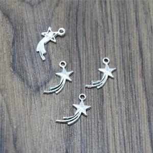 50pcs shooting star Charms Antique silver tone shooting star Charms pendants 17x8mm