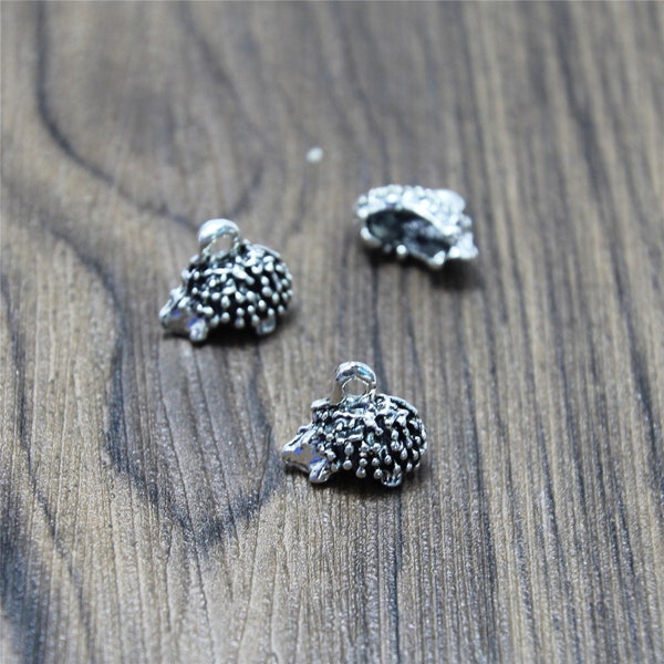 15pcs Antique Tibetan Silver Hedgehog Charms Pendants 12x15x8mm