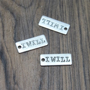 15pcs i will Charms Antiqued silver Tone i will charm pendants 24x10mm