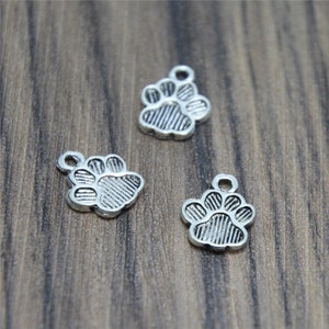 15pcs Dog Paw Charms silver tone Paw print charm pendants 22x17mm