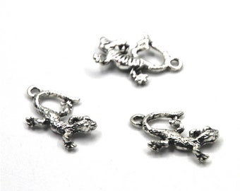25pcs  Gecko charm silver tone Animal gecko Charms Pendant 14x21x3mm