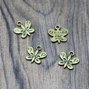 35pcs butterfly Charms Antique Tibetan bronze creat for you Charms pendants 13x13mm