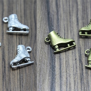 8pcs Ice Skate Charms Silver tone/bronze tone 3D Roller skates charm pendants 20x17X6mm