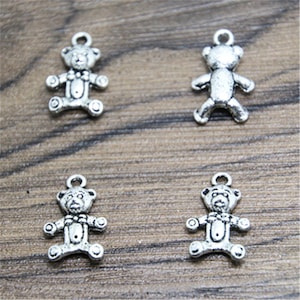 30pcs Teddy bear Charms  silver tone Teddy bear charm pendants 11x17mm
