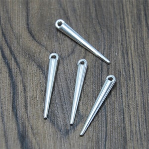 15pcs spike Charms silver tone spike charm pendant 34x5mm