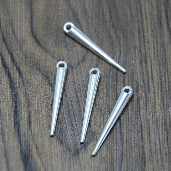 15pcs spike Charms silver tone spike charm pendant 34x5mm