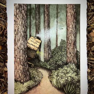 Giclee Print of Original Painting. Baba Yaga 3. 5x7 inches