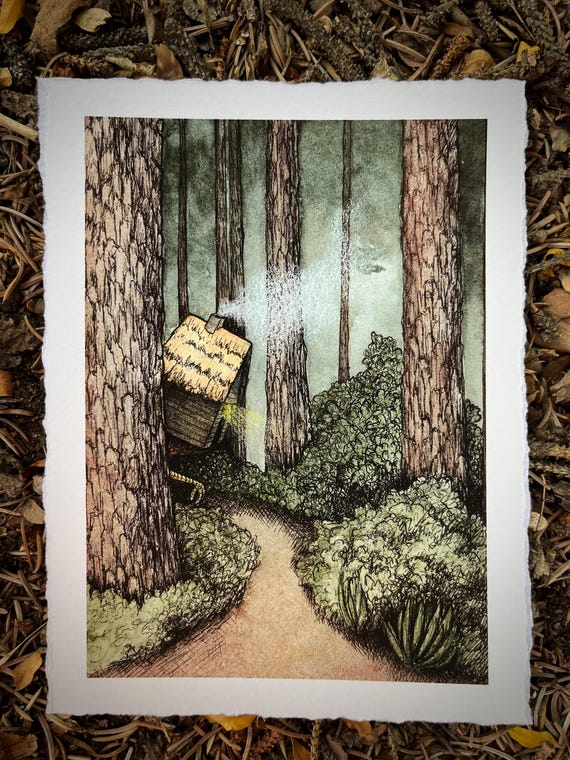 Giclee Print of Original Painting. Baba Yaga 3. 5x7 inches